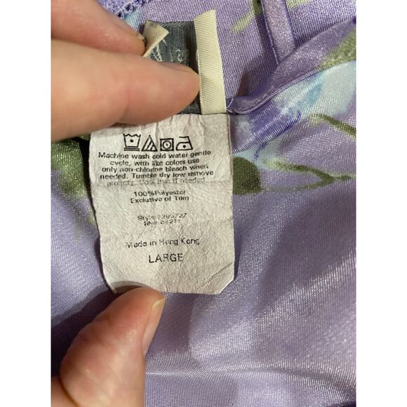 CALIFORNIA MISS Lilac Floral SATIN PJ SET LARGE - Picture 6 of 9